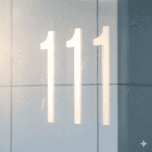 Angel Number 111 represented as three vertical beams of light symbolizing new beginnings, clarity, and conscious alignment