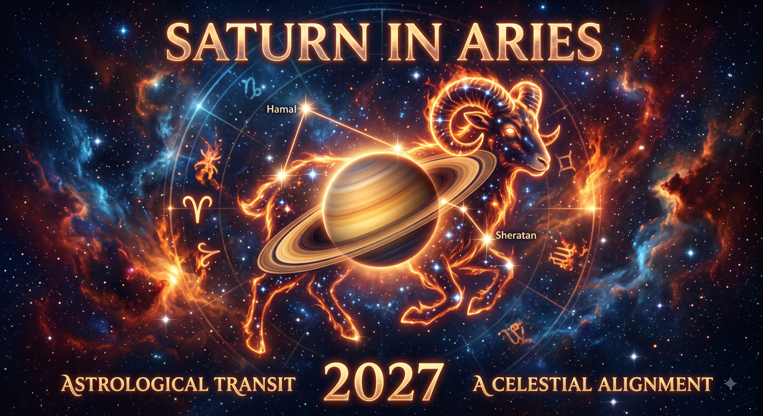 Saturn in Aries 2027 showing Shani entering Aries, its debilitation sign in Vedic astrology